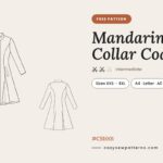 Mandarin collar coat free sewing pattern CS1001, sizes XXS to 4XL, A4, US Letter and A0 PDF